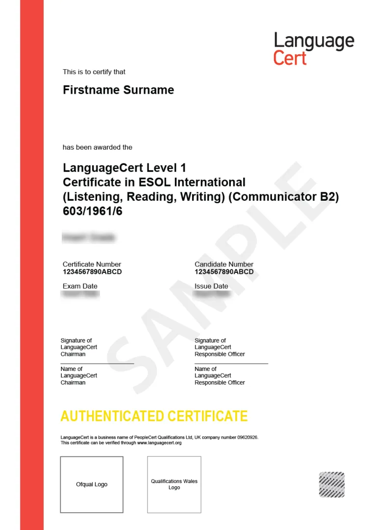 LanguageCert International ESOL B2 (Communicator) | Uczelnia Łazarskiego