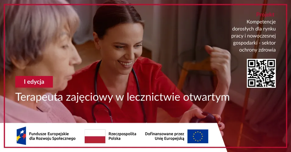 Terapeuta zajęciowy w lecznictwie otwartym plakat przedstawiający dwie kobiety