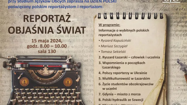 plakat, maszyna do pisania, program wydarzenia