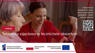 Terapeuta zajęciowy w lecznictwie otwartym plakat przedstawiający dwie kobiety