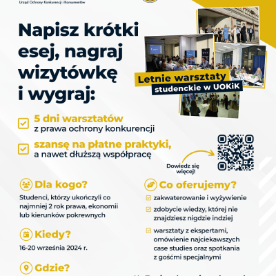SUMMER CAMP UOKIK ’24 – nabór na warsztaty studenckie z prawa konkurencji w UOKiK