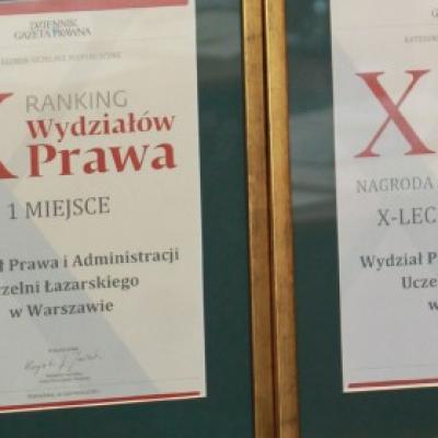 I miejsce wśród uczelni niepublicznych rankingu Dziennika Gazeta Prawna