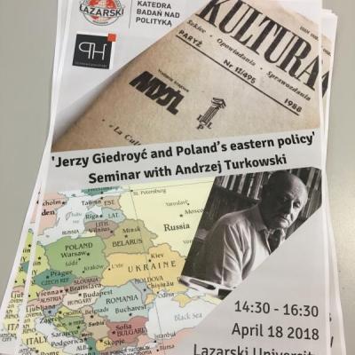 ‘Jerzy Giedroyć and Poland’s eastern policy’ Seminar with Andrej Turkowski on 18 April
