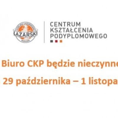 Biuro CKP w dniach 29.10-1.11.2016 r.