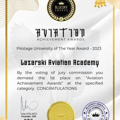 1st Award for Aviation Faculty at Lazarski University - "International Aviation Awards"