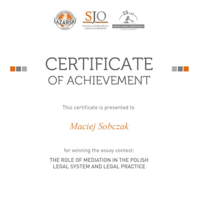 Maciej Sobczak is the winner of the competition for the best mediation essay!