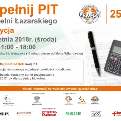 "Wypełnij PIT w Uczelni Łazarskiego"  - bezpłatne konsultacje PIT