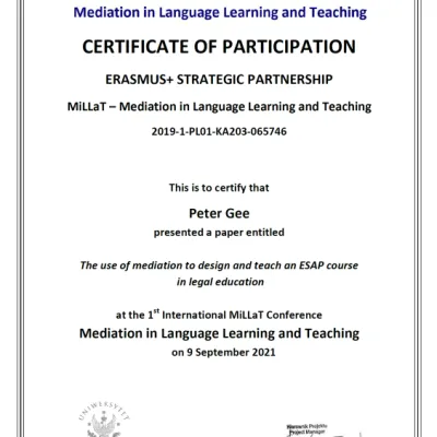 Peter Gee na konferencji Mediation in Language Learning and Teaching