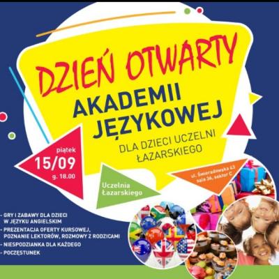 Dzień Otwarty Akademii Językowej dla Dzieci Uczelni Łazarskiego już w piątek 15 września g.18.00!