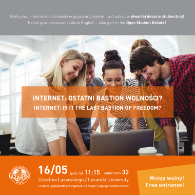 16 maja przyjdź na Otwartą Debatę Studencką w języku angielskim i sprawdź jak inni uzasadniają swoje racje!