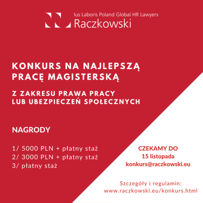V Edycja Konkursu na najlepszą pracę magisterską z zakresu prawa pracy i ubezpieczeń społecznych.