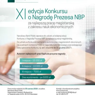 Konkurs o nagrodę Prezesa NBP za najlepszą pracę magisterską, doktorską i habilitacyjną