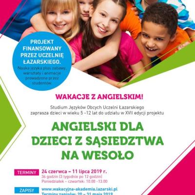 24 czerwca startuje XVII edycja projektu „Wakacje z angielskim  dla dzieci z sąsiedztwa”