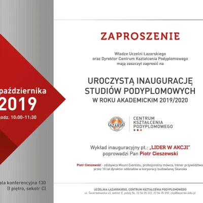 Zaproszenie na uroczystą inaugurację studiów podyplomowych