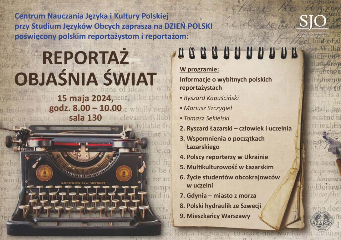 plakat, maszyna do pisania, program wydarzenia