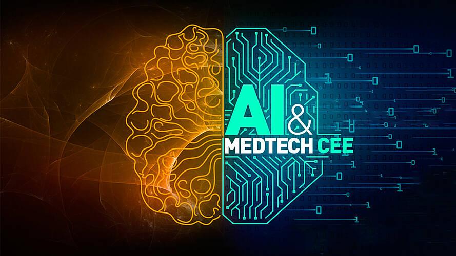 ai medtech cee ilustracja pokazująca mózg w formie cyfrowej z poligonów