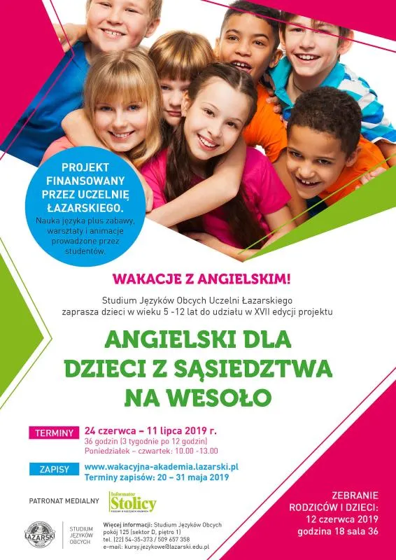 plakat Angielski dla dzieci z sasiedztwa na wesolo