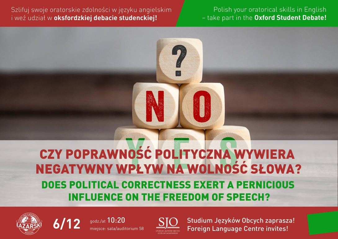 plakat debata studencka poziom Czy poprawnosc polityczna
