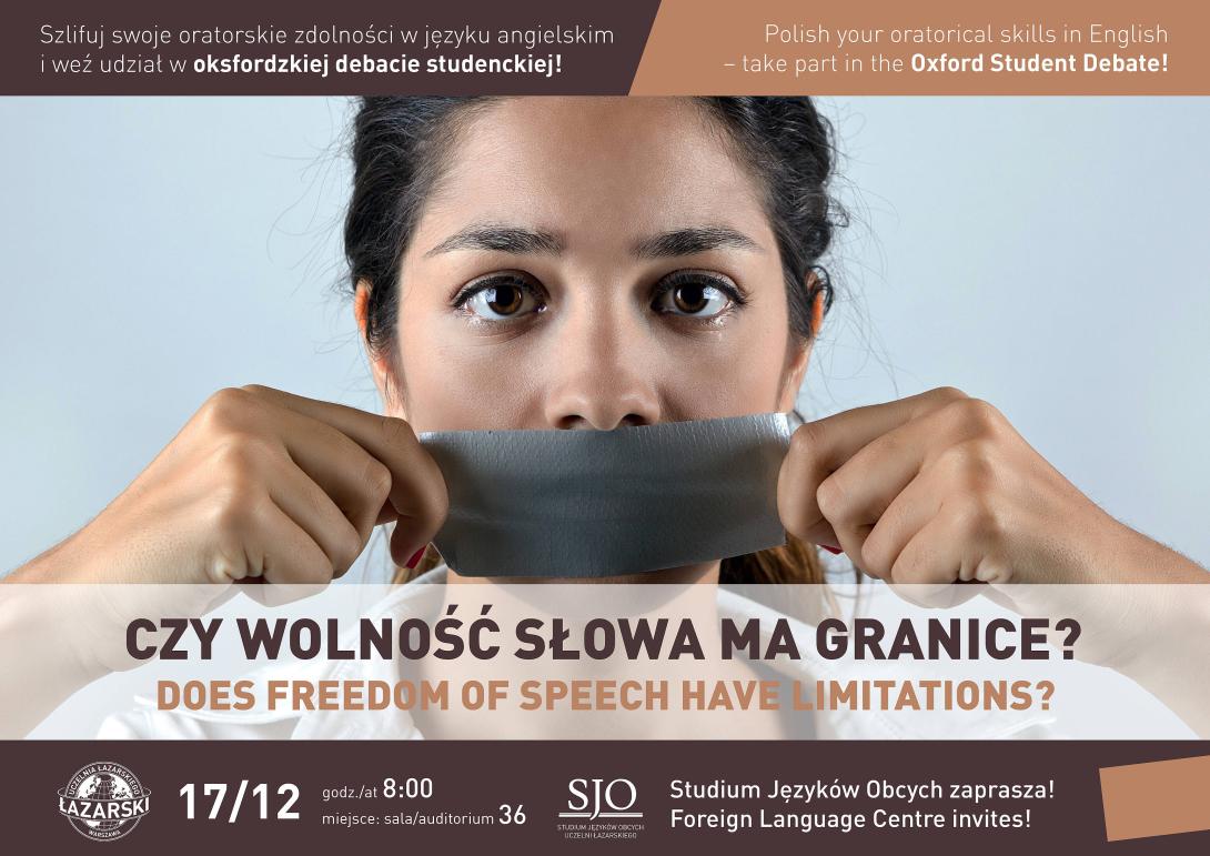 plakat debata studencka poziom Czy wolnosc slowa ma granice