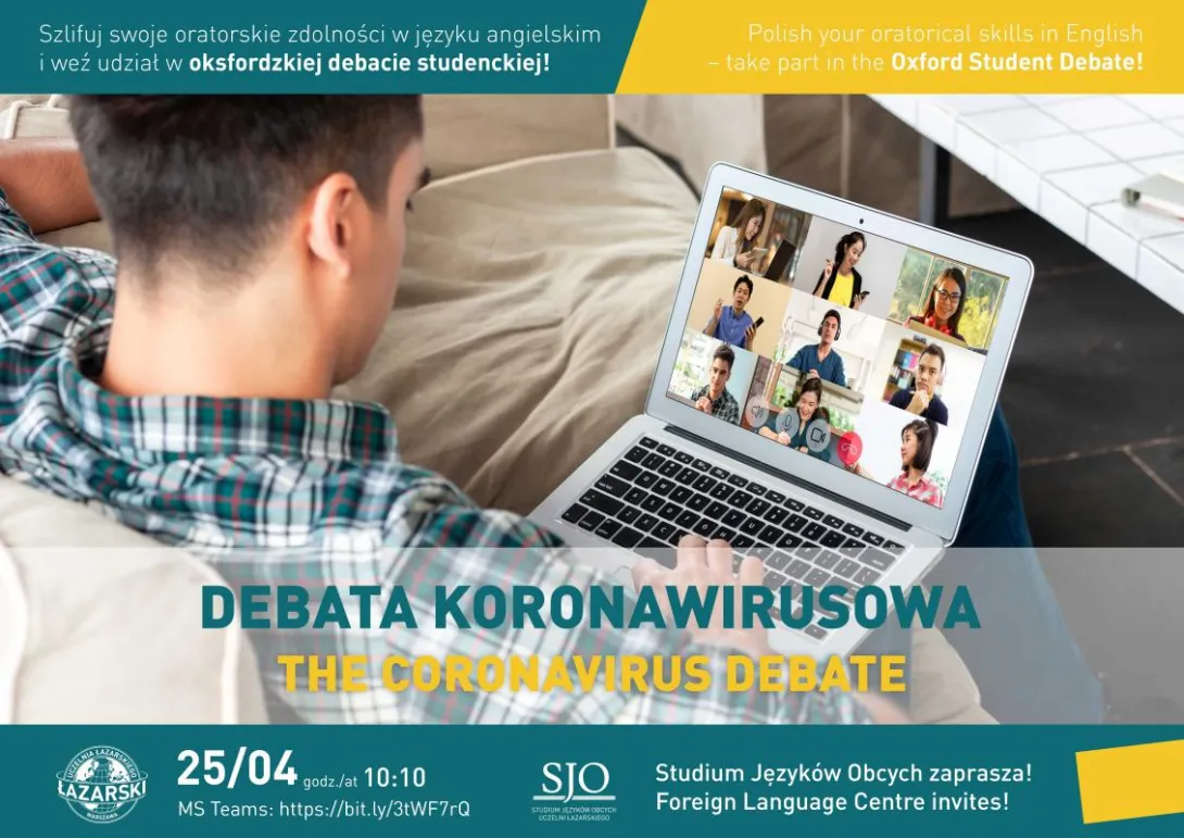 plakat debata studencka poziom KORONAWIRUSOWA