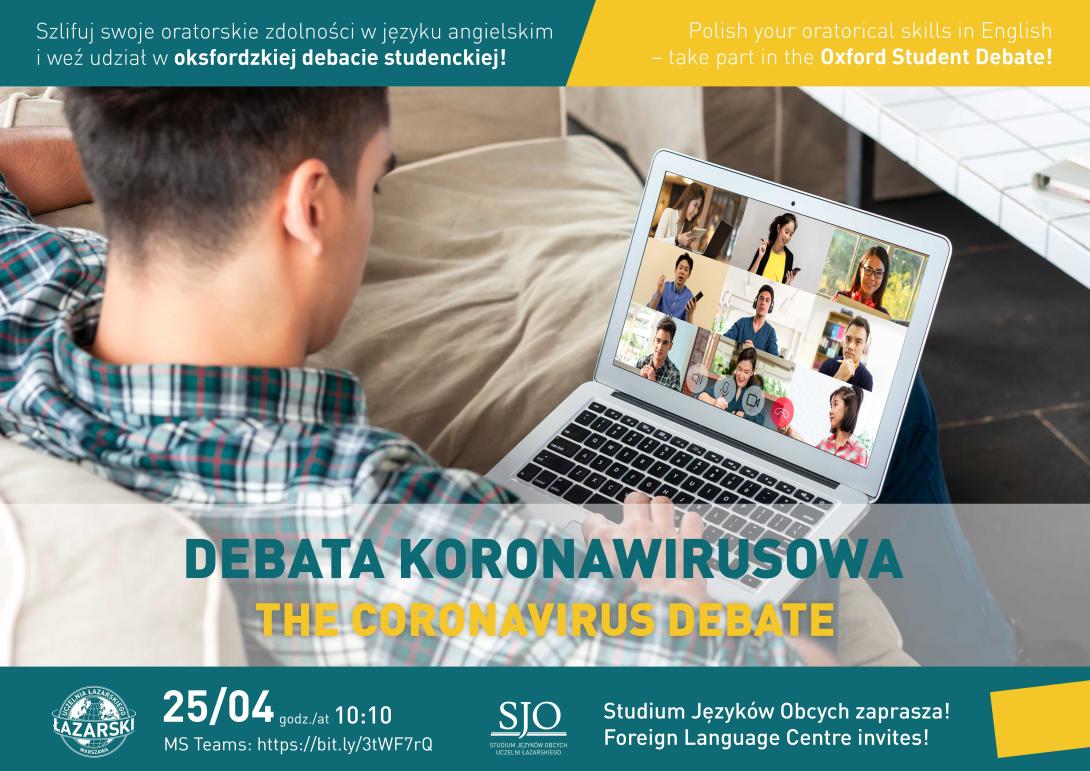 plakat debata studencka poziom KORONAWIRUSOWA